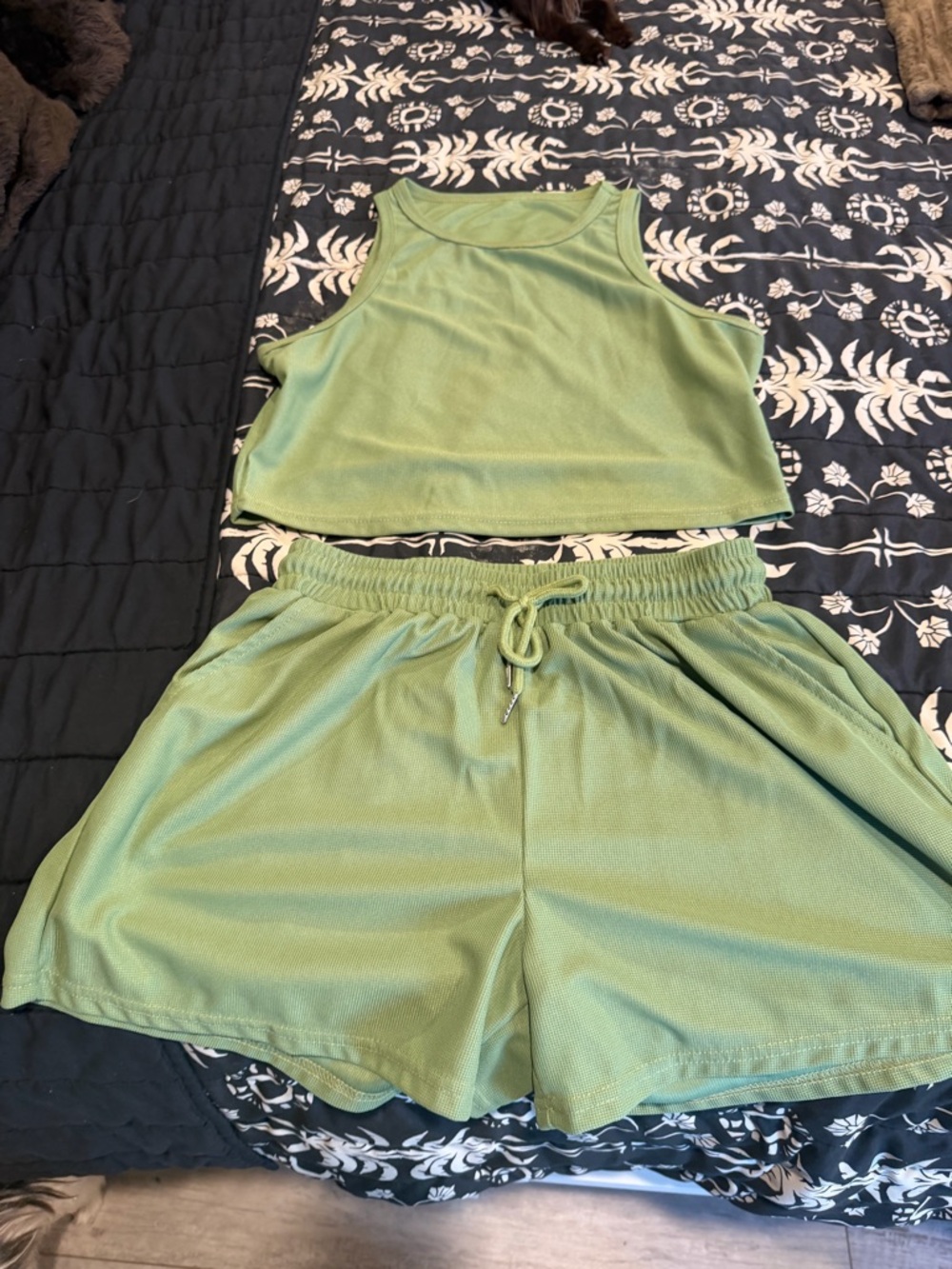 Women's Green Tank Top & Shorts Lounge Set